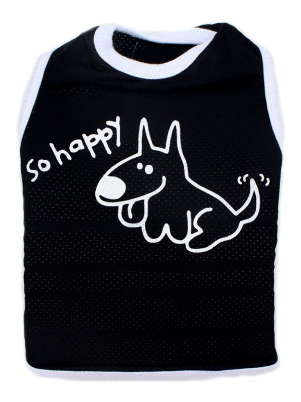 Camiseta para Cachorros Regata Happy com Proteção UV Preta