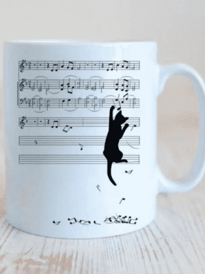 Caneca Gato Notas Musicais