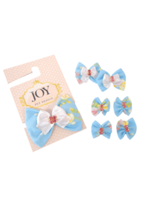 Kit Penteado Tosa Japonesa Flor de Pano Azul Joy Pet Design