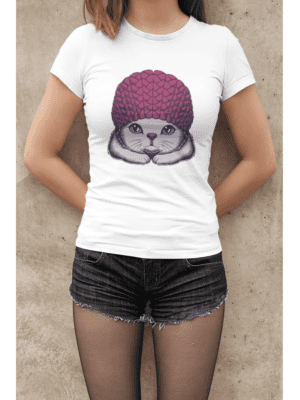 Camiseta Gatinha de Gorro Feminina