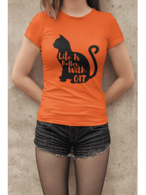 Camiseta Life is Better with Cat 3 Feminina