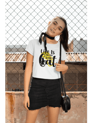 Camiseta Life is Better with Cat Cropped