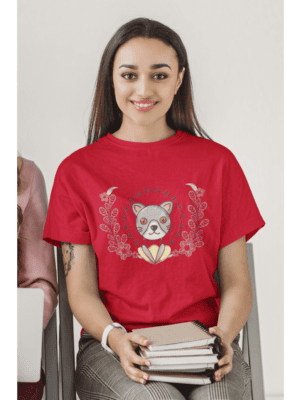 Camiseta Cat with Leaves Unissex