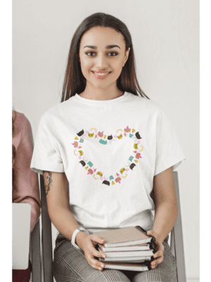 Camiseta Cats Heart Shape Unissex