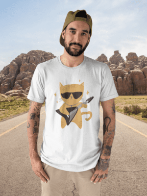 Camiseta Guitar Cat Unissex