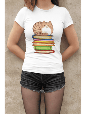 Camiseta Love Cats and Books Feminina