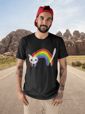 Camiseta Rainbow Cat Unissex