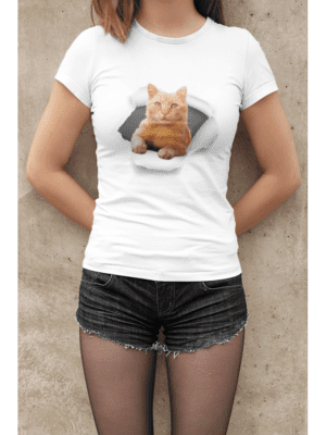 Camiseta Gato Saindo 2 Feminina