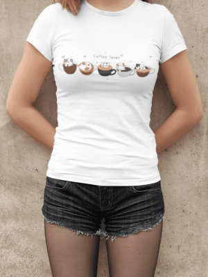 Camiseta Coffee Cat Lovers Feminina
