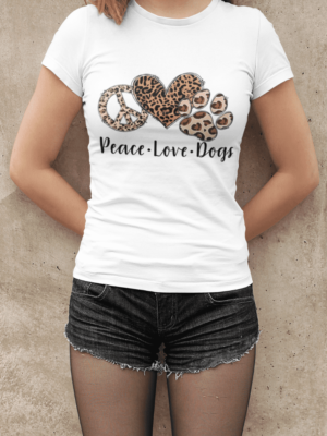 Camiseta Peace Love Dogs Feminina