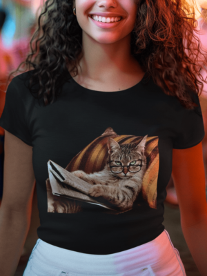 Camiseta Gato Jornal Feminina