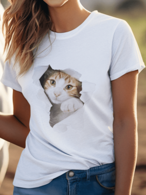 Camiseta Gato Saindo 3 Feminina